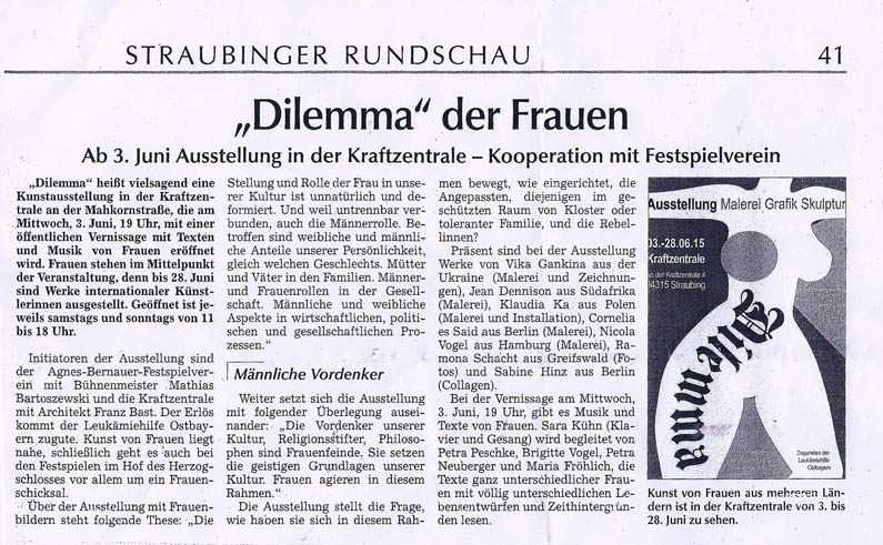 “Dilemma” der Frauen: Straubinger Rundschau 30.05.2015