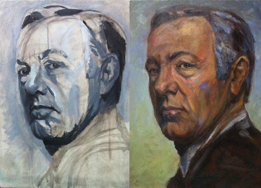 Process documentation – portrait of Kevin Spacey, painting process