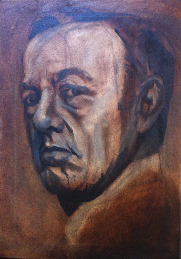 Kevin Spacey portrait, painting process step 3