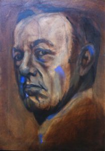Kevin Spacey portrait, painting process step 1