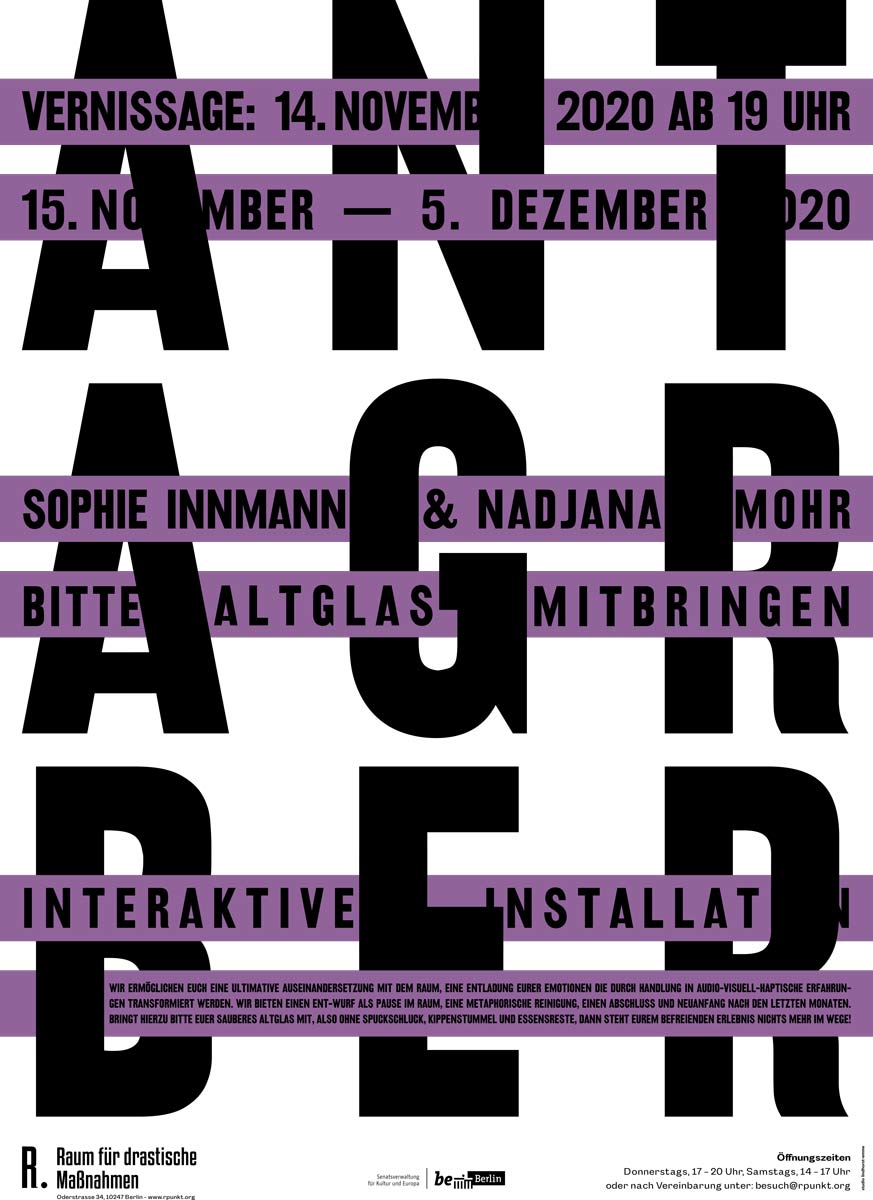 Interaktive Installation im Raum für drastische Maßnahmen ab 14.11.20