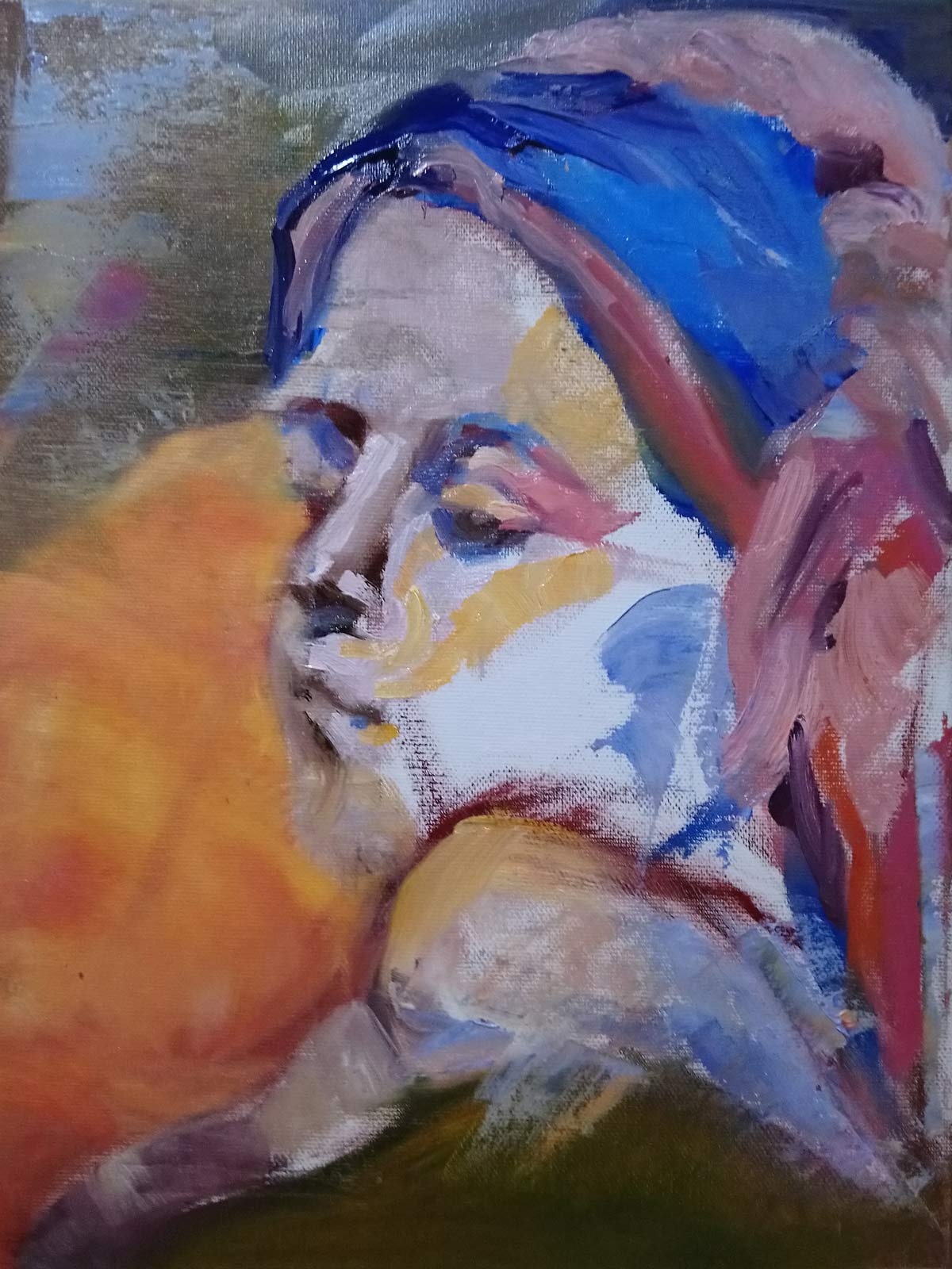 untitled bust 1 by cornelia es said 2021, oil on canvas, 30x40 cm es said