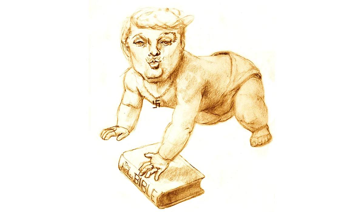 Cornelia Es Said, politische Karikatur, Sépia-Zeichnung